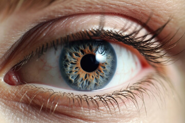 Close-up of a woman's eye. Macro of a female pupil