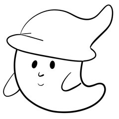 Spooky Halloween Ghost  Cute Black and White Coloring Page for Kids