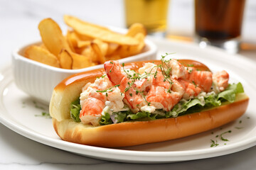 Lobster Roll On White Plate