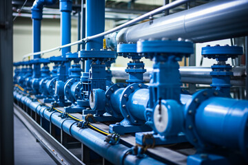 Pipes And Valves Are Lined Up In A Factory
