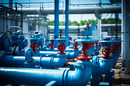 Network Of Pipes And Valves Controlling Water Flow
