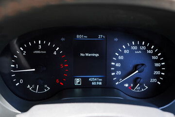 car​ instrument panel, car​ speed motor of​ night, car​ dashboard​ modern​ automobile...