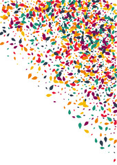 Orange Confetti Vector White Background. Green Foliage November Set. October Leaf Template. Red Foliage Backdrop.