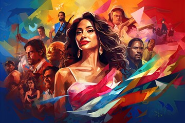 Month of Hispanic Heritage, representing cultural heritage Hispanic people, flags, art,Generated with AI