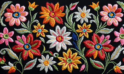 Colorful pattern embroidery. latin or spanish traditional textiles