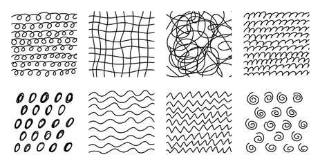 Set of hand draw line pattern, doodle element, hand drawn texture collection, abstract shape patterns 