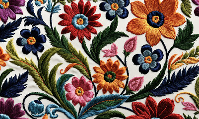 Colorful pattern embroidery. latin or spanish traditional textiles