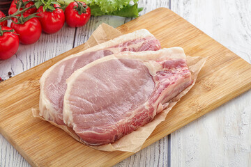 Raw pork t-bone steak for grill