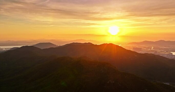 Aerial photography of mountains nature scenery as the sun rises
