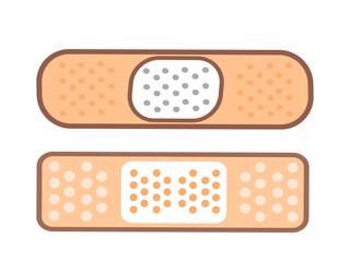 Set of medical plaster isolated on white background. Flat style vector illustration.