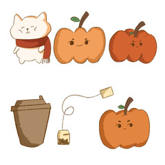 Halloween and fall ornament set vector