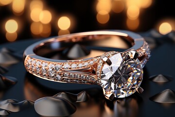 stunning and brilliant-cut diamond engagement ring set against a dark,Generated with AI