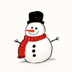 Snow man illustration. Generative AI