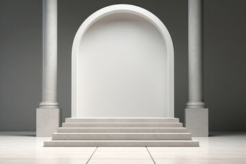 Display Mockup Podium of A white marble arch with a stone arch in the center