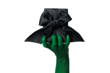 PNG, painted hands holding a gift, isolated on white background.
