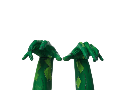 PNG green zombie hands isolated on white background. - Powered by Adobe