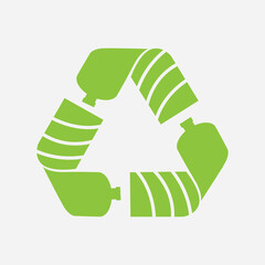 Pet plastic bottles recycling symbol with arrows logo concept.recycle material sign vector illustration