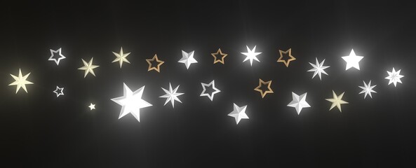 Fototapeta na wymiar Cascading Christmas Constellations: Brilliant 3D Illustration Showcasing Falling Festive Star Patterns