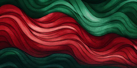  Christmas wave watercolor wavy abstract illustration. Red, green, yellow happy cartoon snow wave background for winter holiday travel. Wavy water web banner minimalism backdrop, graphic for copy space © Vita