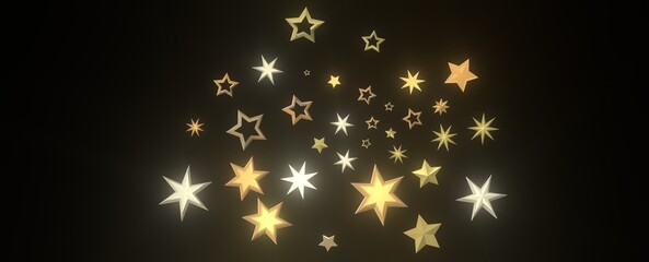 XMAS Stars - stars background, sparkle lights confetti falling. magic shining Flying christmas stars on night
