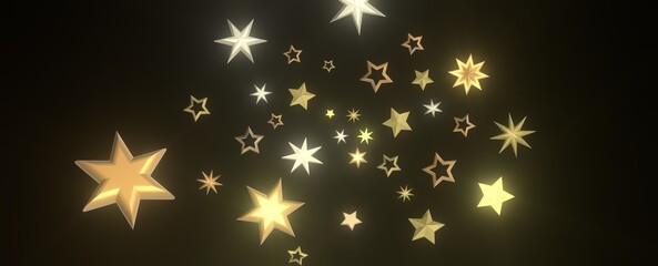 XMAS Stars - stars background, sparkle lights confetti falling. magic shining Flying christmas stars on night