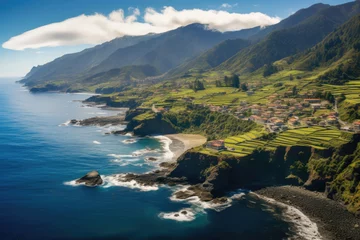 Photo sur Plexiglas Europe du nord Landscape with Seixal village of north coast, Madeira island, Portugal