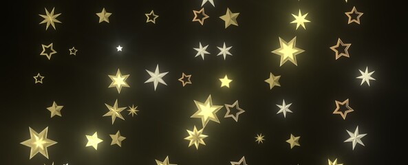 Shimmering Starry Christmas: Spectacular 3D Illustration Showcasing Falling Holiday Stars