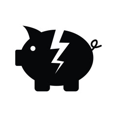 broken money pig icon vector 