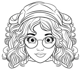 Woman wearing glasses head cartoon isolated