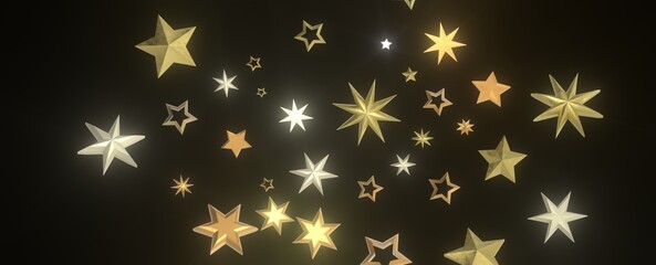 XMAS Stars - stars background, sparkle lights confetti falling. magic shining Flying christmas stars on night