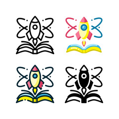 The knowledge booster icon is represented by a rocket launching above a book
