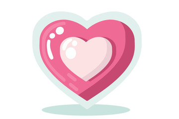 Love heart flat vector cartoon