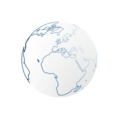 Simple Blue Earth Globe Design Isolated on White Background - Europe, Africa, Middle East Side - Vector Design