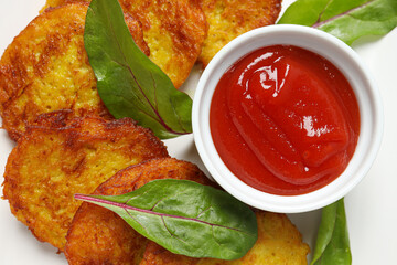 Lunch tasty food concept - delicious hash browns