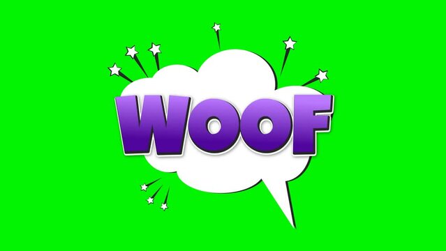 Retro Comic Style Text Effect Animation Video with the word woof