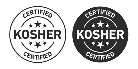 Fototapeta na wymiar Kosher certified Icons set in black filled and outlined.