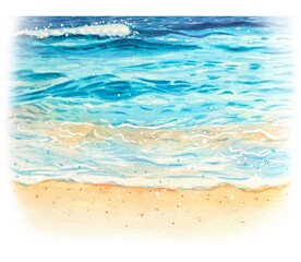 Obraz premium Watercolor sea background, sea beach