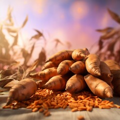 Sweet potatoes, blurred background