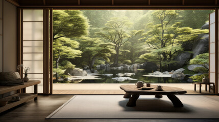 Minimalist Zen Garden Room: A serene oasis with minimalist design, a zen garden, and natural materials for a calming and contemplative space