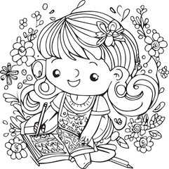 Fototapeta premium Coloring page illustration design. 