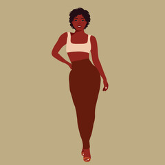 Afro black woman in elegant art style vector