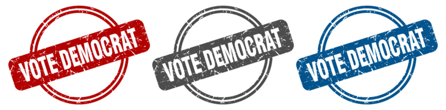 vote democrat stamp. vote democrat sign. vote democrat label set