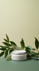 Natural skincare cosmetics cream jar background