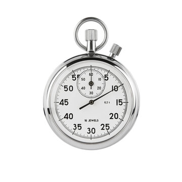 Close up of an analogue stopwatch, png file, with transparent background