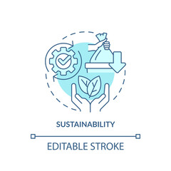 2D editable blue icon sustainability concept, simple monochromatic isolated vector, C2C thin line illustration.