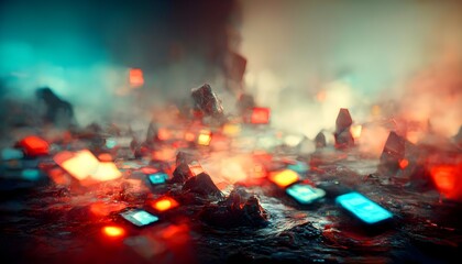 alerting notifications and channels abstract unreal engine 5 octane wallpaper  - obrazy, fototapety, plakaty
