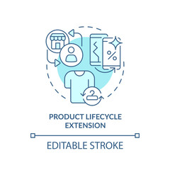 2D editable blue icon product lifecycle extension concept, simple monochromatic isolated vector, C2C thin line illustration.