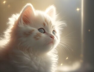 Super cute cat newborn white kitten Sunlight Soft 