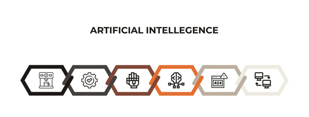 hine, processing, prosthesis, quantum computing, future brain, data transfer outline icons. editable vector from artificial intellegence concept. infographic template.