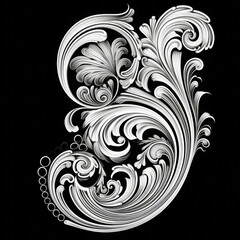 Fototapeta premium antique vintage calligraphic swirl Filigree, AI Generated